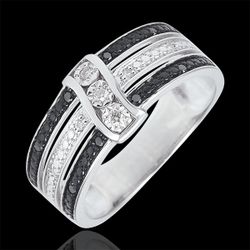 Bague Clair Obscur - Crépuscule - or blanc 18 carats, diamants blancs et noirs - Edenly - Edenly - Modalova