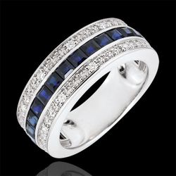 Bague Constellation - Zodiaque - saphirs bleus et diamants - or blanc 9 carats - Edenly - Edenly - Modalova