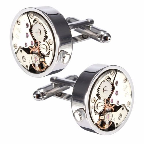Hommes Argent Bouton De Manchette Montre Mécanique Motif Boutons De Manchette Mariage Cadeau Costume Chemise Accessoires - Newchic - Modalova