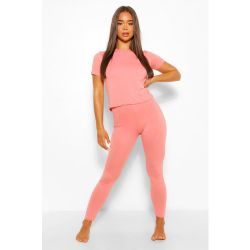 Ensemble De Pyjama Legging Doux Et T-Shirt Basique - /Coquille D'Œuf - 34, /Coquille D'Œuf - boohoo - Modalova