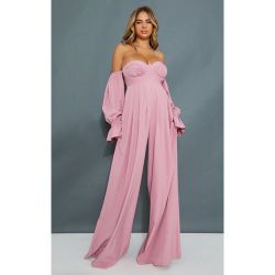 PLT Maternité - Combinaison à détail corset col bateau et jambes évasées - PrettyLittleThing - Modalova