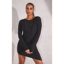 PLT Recycle - Robe moulante manches longues asymétrique en jersey à coutures élimées - PrettyLittleThing - Modalova