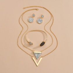Pièce Collier avec pendentif triangulaire & 1 paire Boucles d'oreilles & 1 pièce Bracelet - SHEIN - Modalova