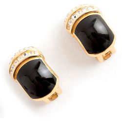 Boucles d'oreilles vintage rectangulaires en cristal émaillé d'occasion - Dior Vintage - Modalova