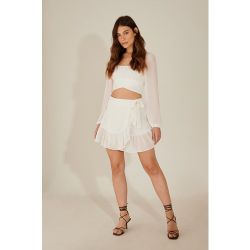 Mini Jupe Asymétrique À Volants En Matière Recyclée - White - Pamela x NA-KD Reborn - Modalova