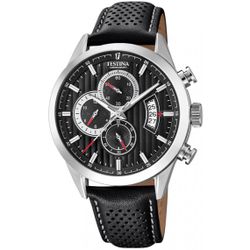 Promo : Montre Chrono Sport F20271-6 - Montre Cuir Noire Chronographe Montres - Festina - Modalova