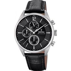 Montre Festina Timeless Chrono F20286-4 - Montre Chronographe Cuir noir Festina Montres - F20286/4 - Modalova