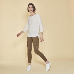 Promo : Pantalon cargo sur chevilles poches latérales et coutures genoux - Kaki - 3 SUISSES - Modalova