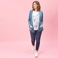 Tee-shirt effet 2 en 1 intérieur imprimé manches longues grandes tailles - Bleu Pétrole - 3 SUISSES - Modalova
