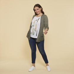 Promo : Tee-shirt effet 2 en 1 intérieur imprimé manches longues grandes tailles - Kaki - 3 SUISSES - Modalova