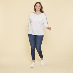 Promo : Tee-shirt manches 3/4 chauve-souris dos asymétrique fendu - écru - 3 SUISSES - Modalova