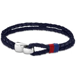 Bracelet Lotus Style - Bracelet Urban Man Cuir Tressé Double Bleu Crochet En Acier - LS1813-2-3 - Modalova
