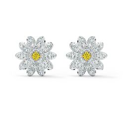 BOUCLES D'OREILLES 5518145 - Boucles d'oreilles Métal Argenté Fleur Strass Blanc Cristal Jaune - Swarovski - Modalova