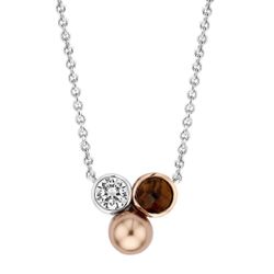 Promo : Collier 3909PR - Collier Argent Trio Pierre Marron Pavé et Perle Rose - Ti Sento - Modalova