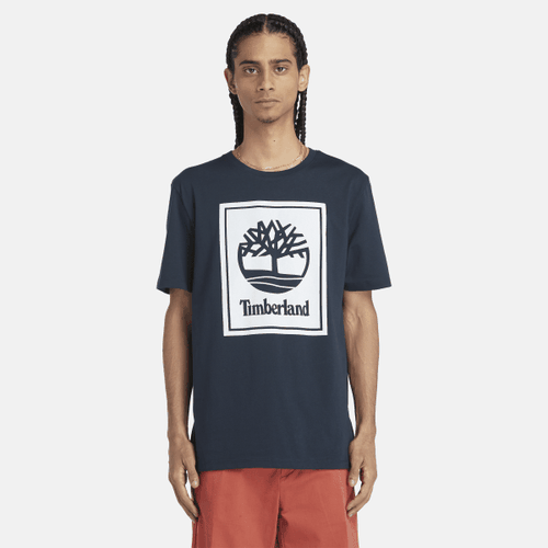 T-shirt à manches courtes avec logo effet empilé en bleu foncé, , bleu, Taille: 3XL - Timberland - Modalova