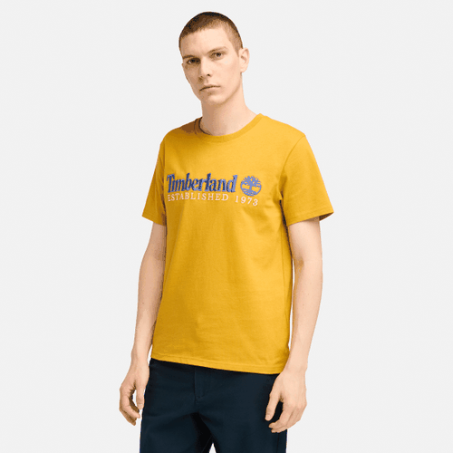 T-shirt brodé Established 1973 en jaune, , jaune, Taille: L - Timberland - Modalova