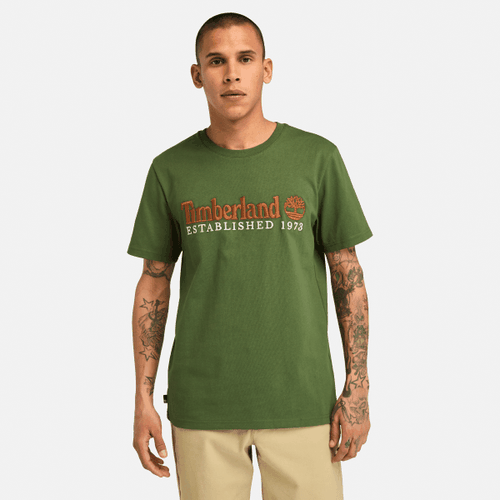 T-shirt brodé Established 1973 en vert, , vert, Taille: L - Timberland - Modalova