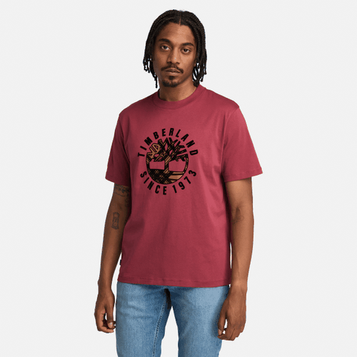 T-shirt à motif Holiday en rouge, , rouge, Taille: L - Timberland - Modalova