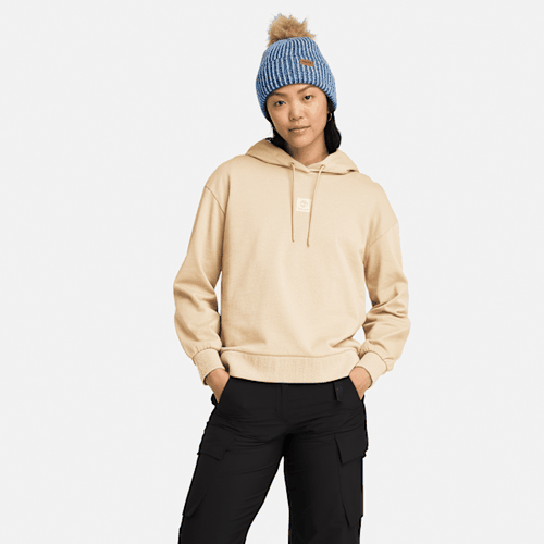 Sweat à capuche à envers bouclé et logo Stack en beige, , beige, Taille: L - Timberland - Modalova