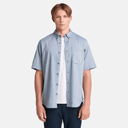 Chemise Oxford à manches courtes teinte en fil Gale River en bleu marine, , bleu marine, Taille: 3XL - Timberland - Modalova