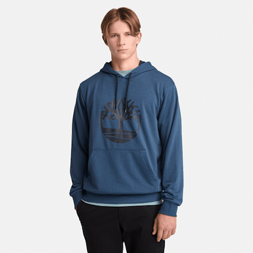 Sweat à capuche à envers bouclé et logo arbre Northwood en bleu, , bleu, Taille: L - Timberland - Modalova