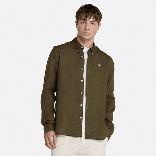 Chemise à manches longues en lin Mill River en vert, , vert, Taille: L - Timberland - Modalova