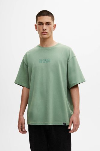 T-Shirt Vert Inscription Placée - Pull&Bear - Modalova