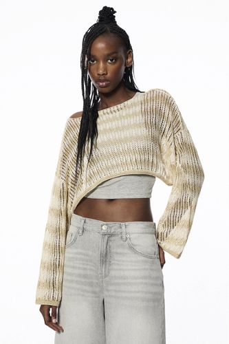 Pull Cropped Ajouré À Rayures - Pull&Bear - Modalova