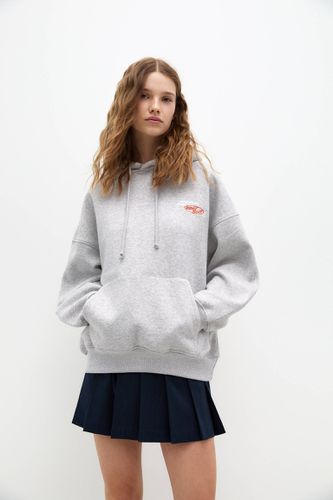 Sweat À Capuche Gris Avec Broderie - Pull&Bear - Modalova