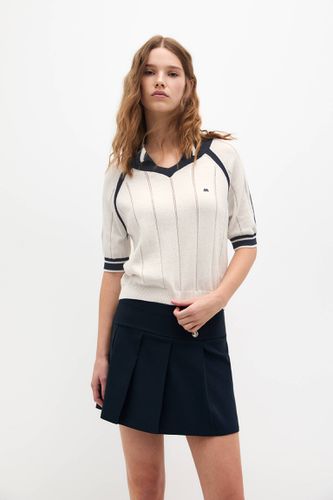 Polo En Maille À Rayures - Pull&Bear - Modalova