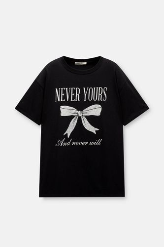 T-Shirt Noir Imprimé Avec Nœud - Pull&Bear - Modalova