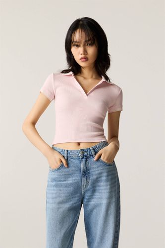 Polo Cropped Manches Courtes - Pull&Bear - Modalova