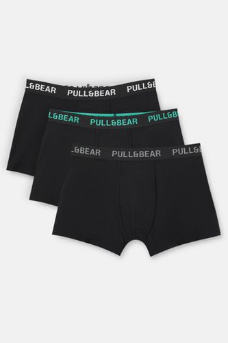 Lot 3 Boxers Noirs Logo Vert D’eau - Pull&Bear - Modalova