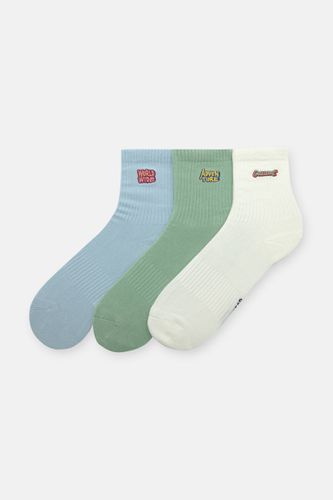 Lot 3 Paires De Chaussettes Hautes Brodées - Pull&Bear - Modalova