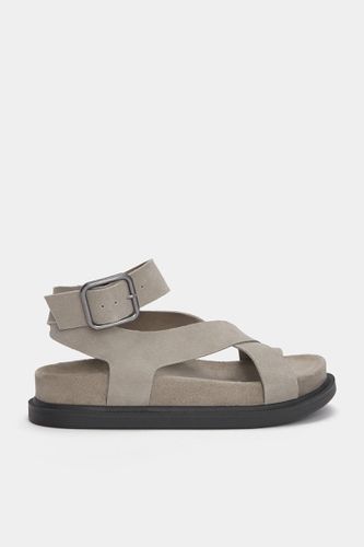 Sandales Plates En Cuir Avec Lanières - Pull&Bear - Modalova