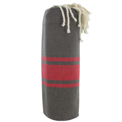 BIJOUX - V Fouta Drap Plage et Hammam Coton Couleur Bandes Rouge - LES POULETTES - Modalova