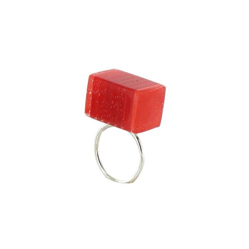 Bague Rectangle en Argent et Verre Feuilleté - LES POULETTES BIJOUX - Modalova