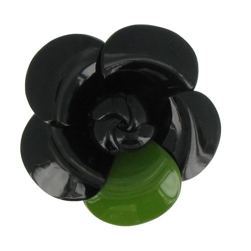 Broche Fleur en Corne Noire et Résine - LES POULETTES BIJOUX - Modalova