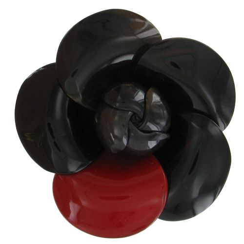 V Broche Fleur en Corne Noire et Résine - LES POULETTES BIJOUX - Modalova