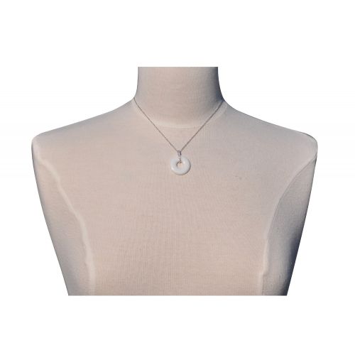 Pendentif Argent Rhodié Disque Céramique Blanche - LES POULETTES BIJOUX - Modalova