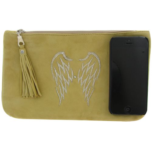 BIJOUX - V Pochette Sac Daim Clouté Signe Peace and Love Couleur - LES POULETTES - Modalova