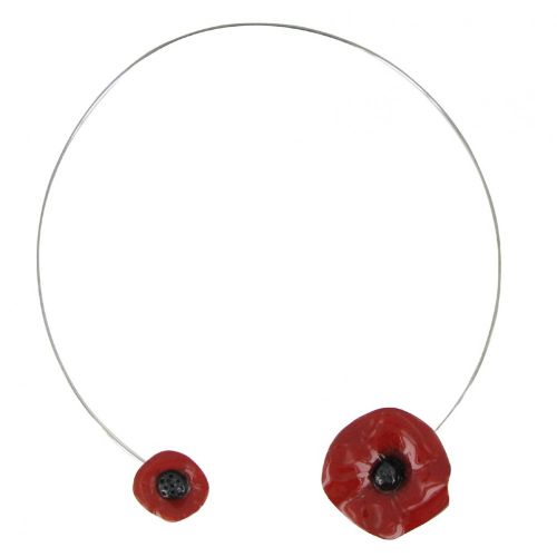 Collier Ras de Cou Deux Coquelicots Céramique et Torque - LES POULETTES BIJOUX - Modalova