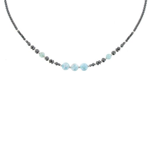 Collier Argent Perles d'Hématite et de Larimar - LES POULETTES BIJOUX - Modalova