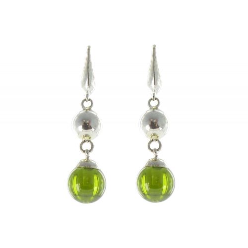 Boucles d'Oreilles Perle Argent et Perle Zirconium Emeraude - LES POULETTES BIJOUX - Modalova