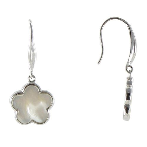 Boucles d'Oreilles Chance Argent et Nacre Blanche - LES POULETTES BIJOUX - Modalova