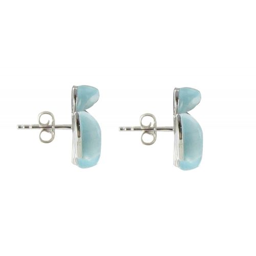 X Boucles d'Oreilles Puces Argent Fleurs et Oeil de Chat Turq - LES POULETTES BIJOUX - Modalova