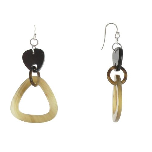 V Boucles d'Oreilles Corne Grand et Petit Oval Couleur Ivoire - LES POULETTES BIJOUX - Modalova