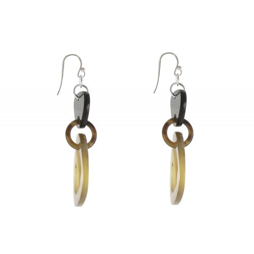 V Boucles d'Oreilles Corne Grand et Petit Oval Couleur Ivoire - LES POULETTES BIJOUX - Modalova
