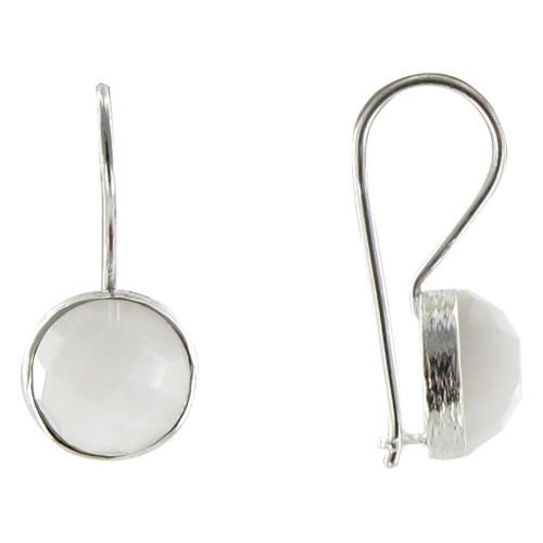 Boucles d'Oreilles Argent Crochet et Agate Blanche Facettée - LES POULETTES BIJOUX - Modalova