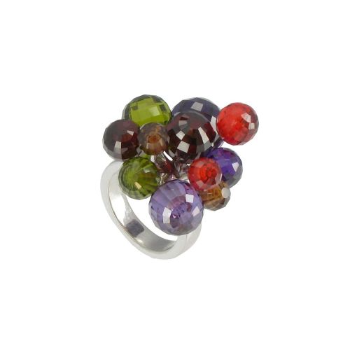 Bague Planètes de Fleurs Argent 925 et Zirconias Multicolores - taille 50 - LES POULETTES BIJOUX - Modalova